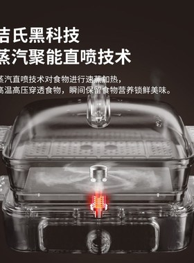 JESE洁氏海鲜蒸汽锅家用多功能蒸笼蒸煮炖一体玻璃电蒸锅三层蒸箱