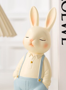 家居装饰品桌面创意小众兔子书靠书立摆件高级感电视柜酒柜办公室