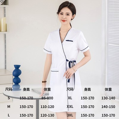 高端美容师美容院养生馆白大褂皮肤管理中袖足疗技师套装工作服女