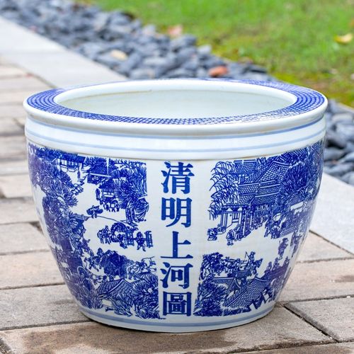 庭院大缸景德镇陶瓷鱼缸水缸 养荷花碗莲睡莲盆乌龟缸酒店甲鱼缸