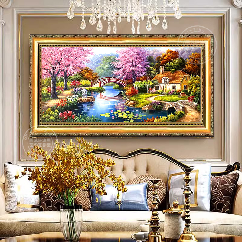 风景油画欧式手绘山水装饰画客厅玄关沙发背景墙办公室别墅挂画
