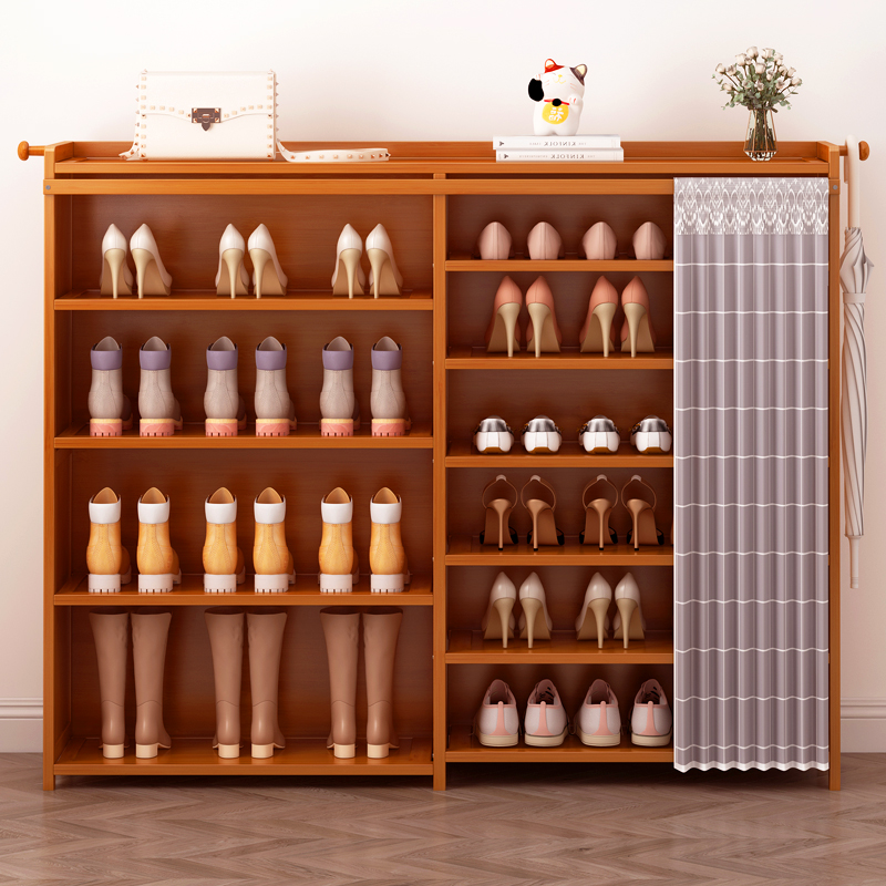 楠竹鞋架子简易多层经济型宿舍门口客厅实木家用收纳置物鞋柜落地