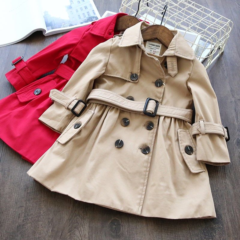 2023春秋新款欧美女童气质中长款风衣儿童宝宝双排扣纯棉腰带外套,童装/婴儿装/亲子装,风衣,淘宝优惠券,粉丝福利购,淘宝优惠卷