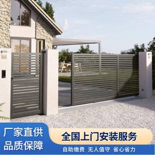 电动平移门工厂房单位企业小区门口铝合金伸缩门电动门大门直线门