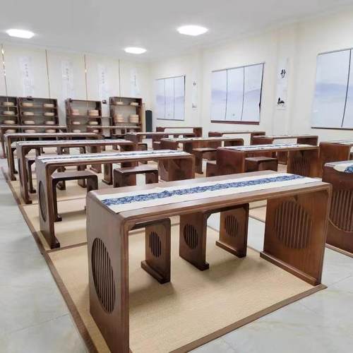 实木书法桌子中式幼儿园国学桌仿古学生培训班课桌椅围棋桌茶艺桌