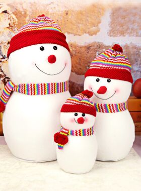 圣诞节装饰品雪人公仔毛绒娃娃布玩偶摆件圣诞树礼品场景橱窗布置