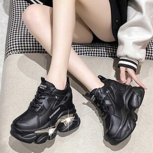 内增高10cm鞋爹老女网面透气202C4年新款夏季小个子厚底运动小白