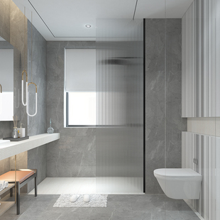 卫生间干湿分离浴屏定制浴室隔断玻璃门淋浴房半隔断厕所极窄屏风