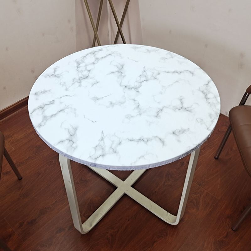 大理石纹茶几布松紧带全包边圆几垫小圆桌布防水防烫免洗桌布桌套