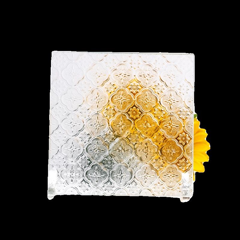 定制海棠花玻璃满洲窗彩色中式复古钢化压花艺术玻璃门窗屏风柜门