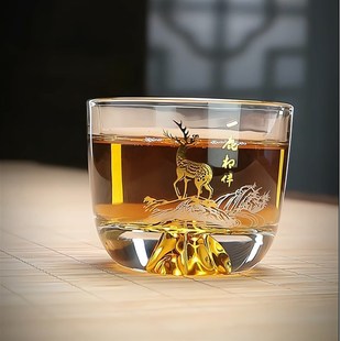 玻璃主人杯高档功夫茶杯女士杯子高端单杯个人专用茶具藏金杯