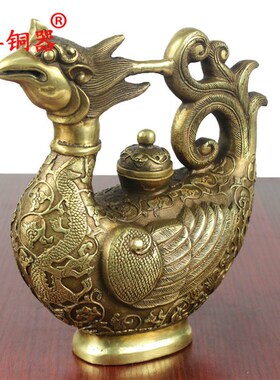 宇卓铜器 纯铜壶黄铜壶鸭子鸳鸯壶铜鸭子壶工艺品摆件