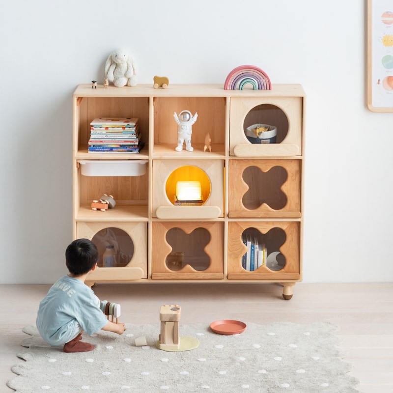 上形孩在 方糖柜 成长多功能柜翻板可叠加展示柜 创意儿童储物柜