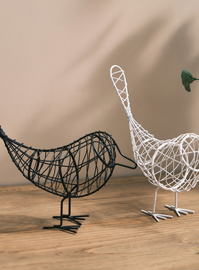 简约铁艺镂空情侣小鸟玄关客厅摆件酒柜装饰卧室宿舍桌面摆设礼物