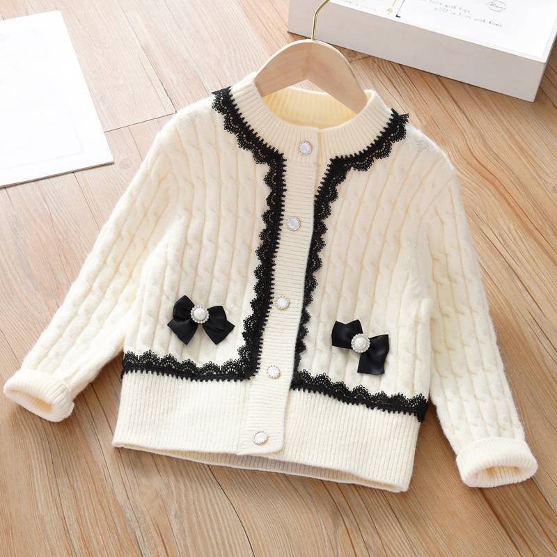 女童毛衣开衫春秋季68春装新款10大童12岁小童女宝宝儿童针织外套