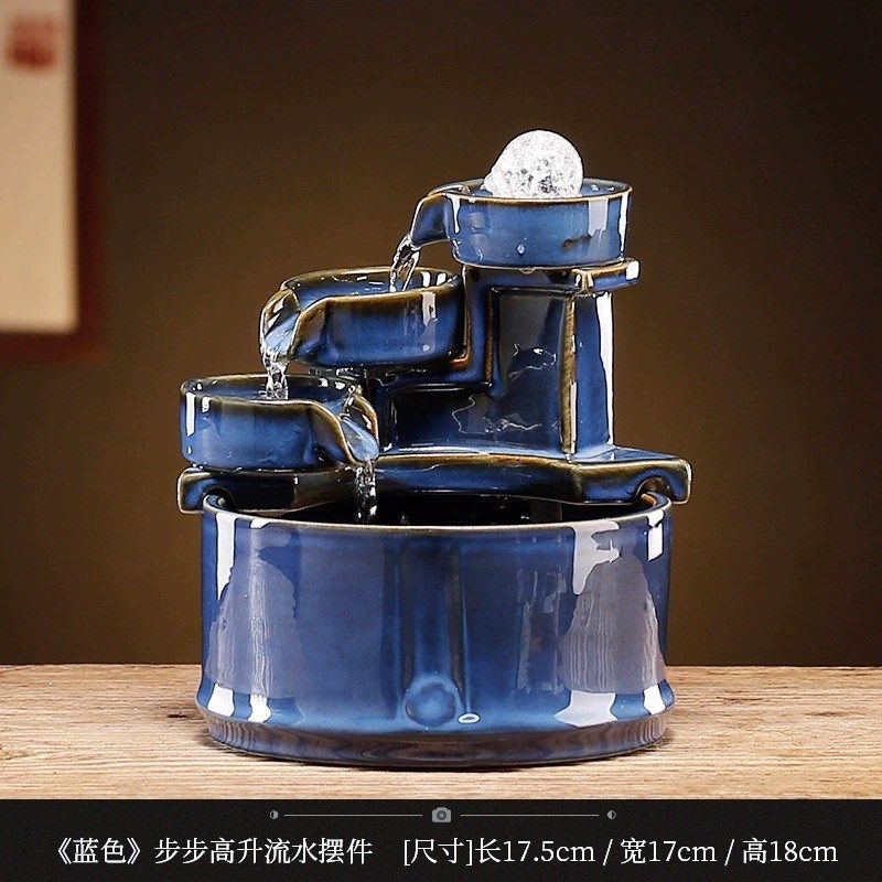 陶瓷循环流水器摆件喷泉加湿器客厅办公室装饰品招财进宝乔迁礼物