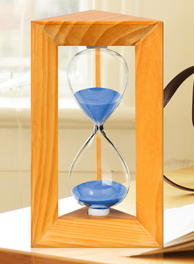 时间漏斗计时器30分钟创意流沙瓶个性实木复古半小时计时沙漏摆件