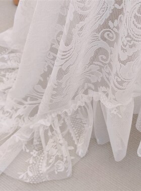 拾光法式白色蕾丝桌布轻奢复古高级感美式桌布田园厂方形茶几盖巾