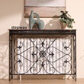 美式 客厅铁艺玄关桌奶油风暖气上方置物架装 饰遮挡罩散热神器边柜