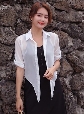 配吊带裙子雪纺衫小披肩薄款短外套开衫防晒上衣女夏季外搭空调衫