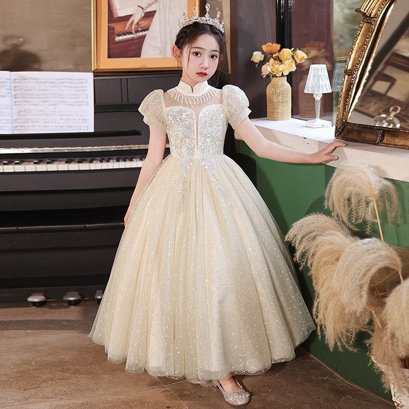 儿童婚纱礼服公主裙钢琴演出服走秀儿童生日小女孩主持人蓬蓬纱裙