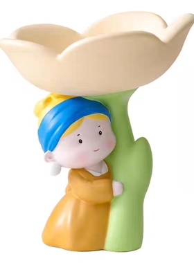 珍珠女孩郁金香玄关钥匙收纳摆件入户门电视柜客厅桌面装饰品