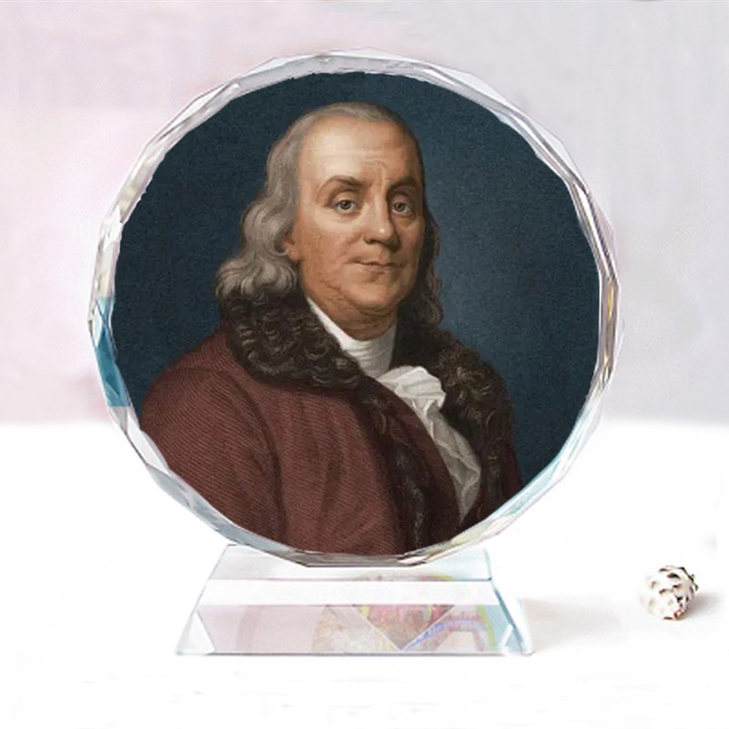 本杰明富兰克林水晶像模型居家办公室桌面摆件生日礼物纪念工艺品
