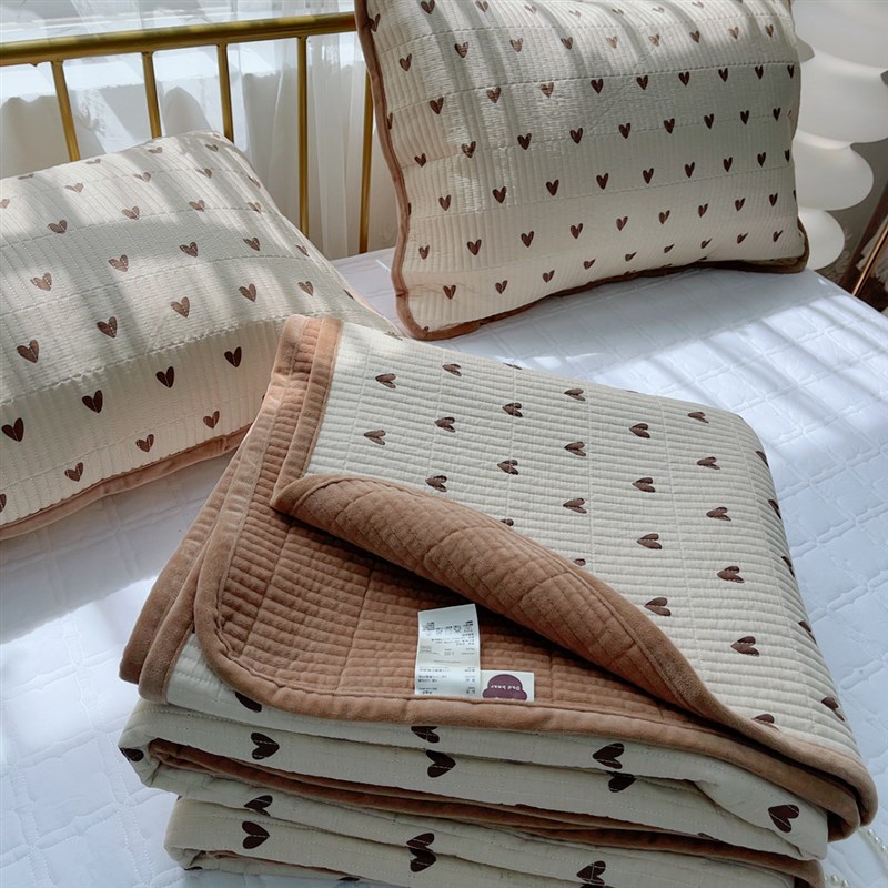 纯棉加绒床盖三件套绗缝全棉夹棉加厚双面两用榻榻米床垫子四季