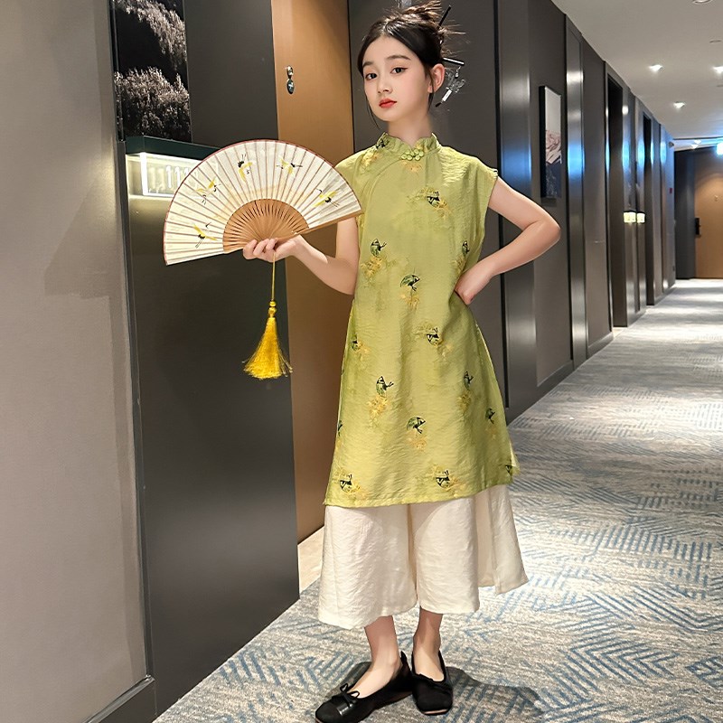 儿童旗袍新中式女童套装夏装2024新款小女孩大童汉服夏季国风夏款