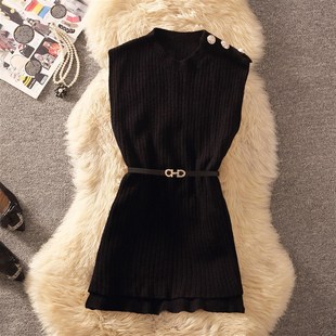 秋冬新款2025外穿叠穿针织毛衣马甲背心女款收腰中长款外搭马夹