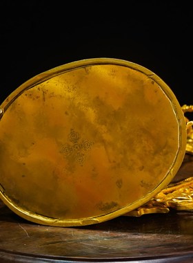 藏式尼泊尔工艺纯铜金刚亥母佛像精品仿古鎏金带背光铜像装饰摆件