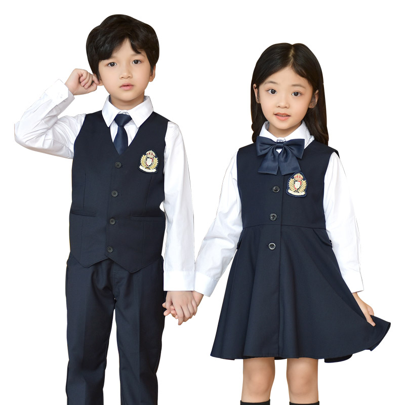 西装连衣裙校服套装马甲夏装英伦学院风春秋小学生班服幼儿园园服