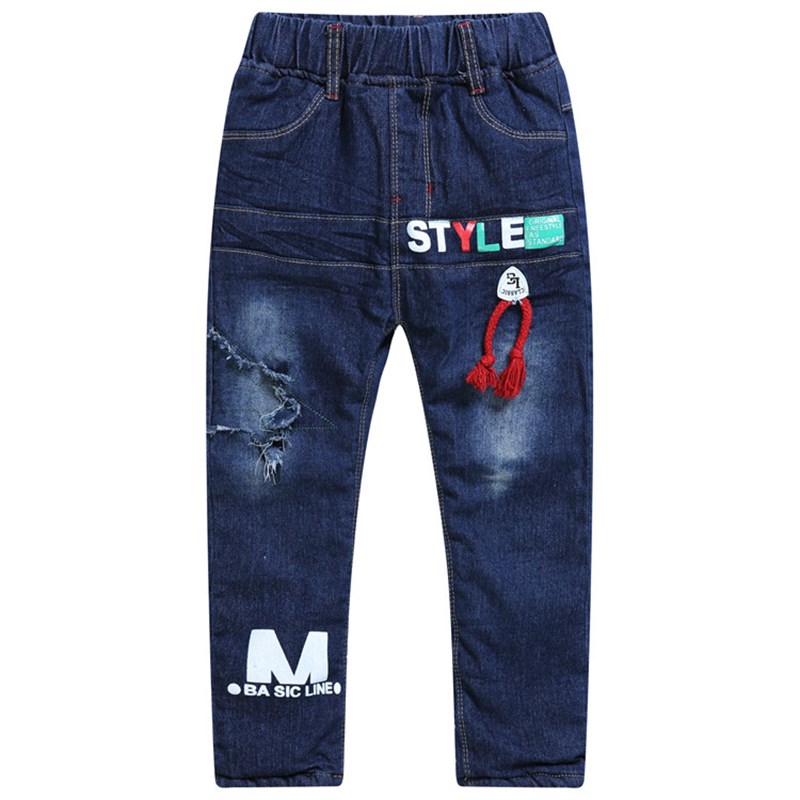 9男童裤子加绒中大童7男孩加厚棉裤外穿5宽松宝宝牛仔裤春款6-8岁