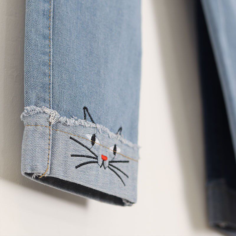 胖女孩牛仔裤春装加肥加大初中生女装女大童胖女童裤子大码胖童装