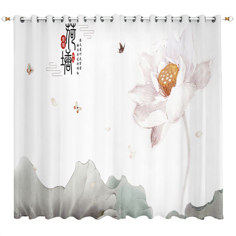 定制新中式窗帘遮光布2024新款客厅高档禅意荷花卧室中国风窗纱帘