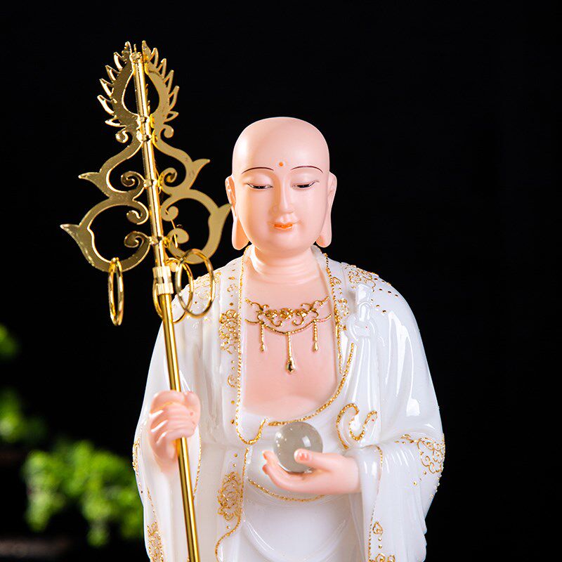 汉白玉地藏王佛像16寸19寸26寸居家供奉四圣佛家用地丈王佛像摆件