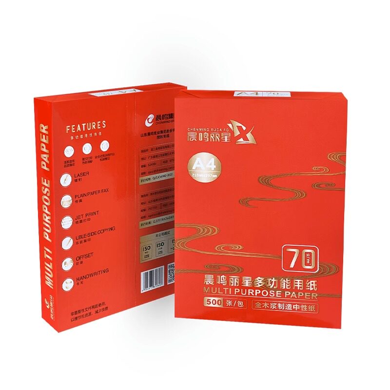 晨鸣丽星A4打印复印纸70g白纸草稿纸整箱办公用纸8包一箱图片