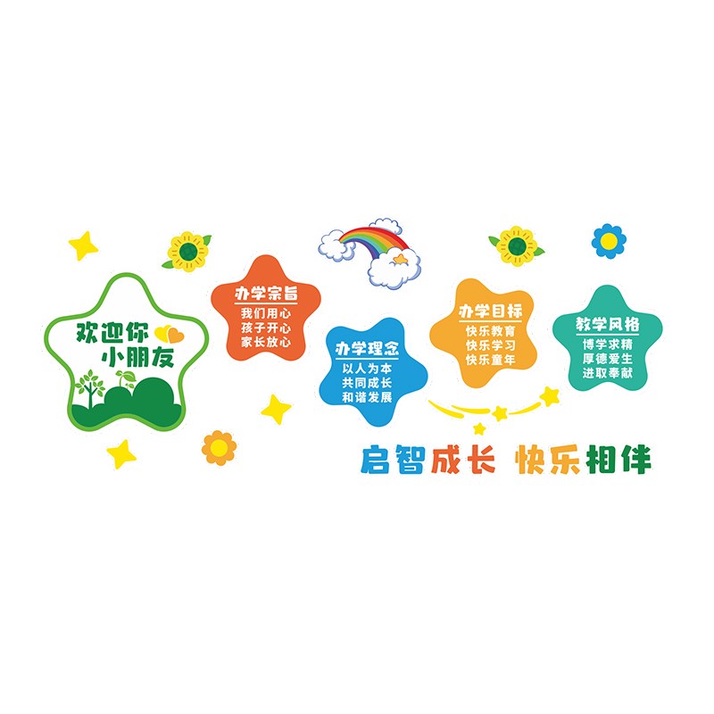 欢迎你小朋友幼儿园教室走廊布置卡通立体墙贴自粘环创装饰贴纸画