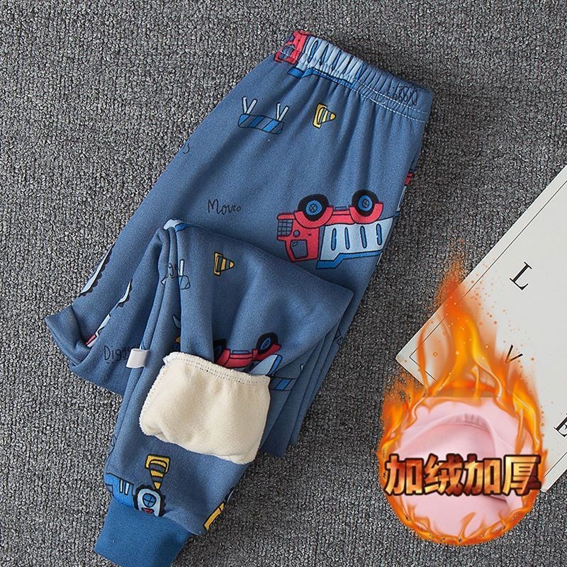 儿童加绒加厚秋裤男童保暖裤女童秋冬棉毛裤宝宝内穿单条打底裤子