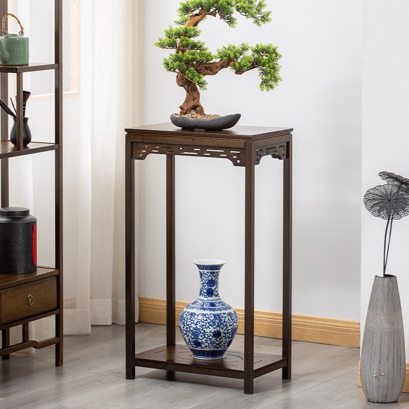 新中式实木花架客厅阳台置物架花几装饰架落地盆景花盆架边柜