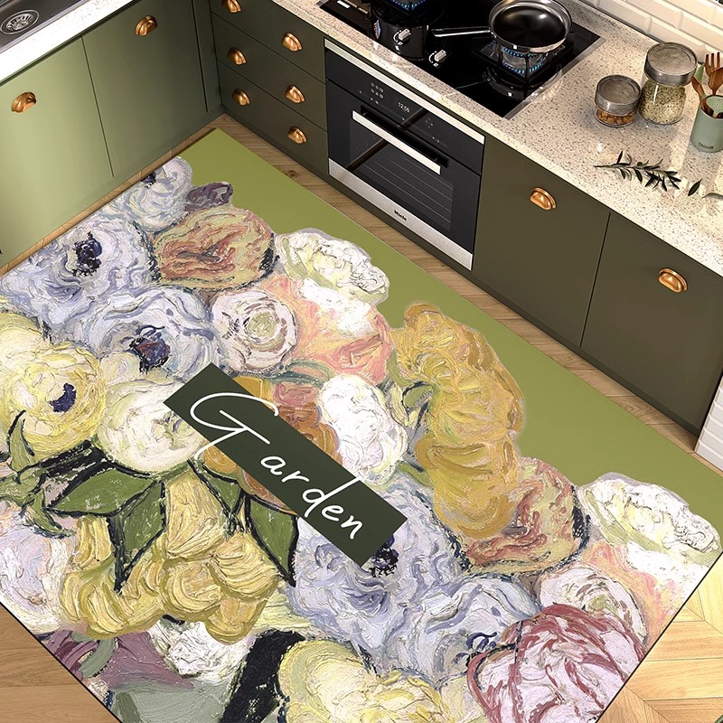厨房地垫防油防水家用防滑脚垫硅藻泥长方形垫子专用防脏地面毯