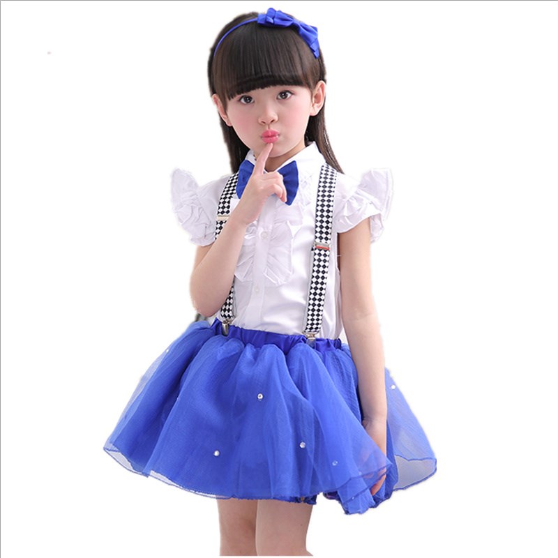 六一儿童合唱演出服男款校园背带裤中小学生男女表演服女款蓬蓬裙