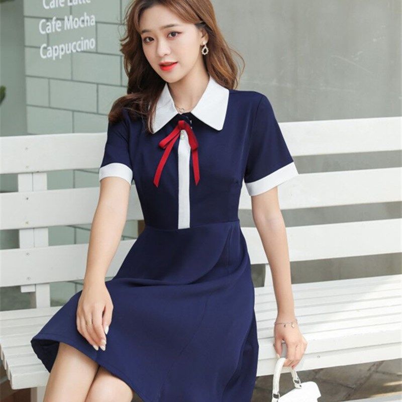 夏装幼师服班服员工工作服短袖连衣裙职业女装幼儿园教师园服套装