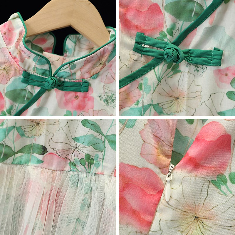 女童夏装连衣裙儿童改良版唐装旗袍公主裙中大童夏季国风汉服裙子