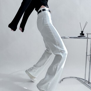 浅布调高个子175超长版直筒修身显瘦高腰白色牛仔裤拖地加长裤女