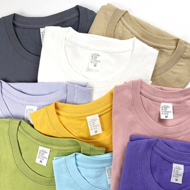 200G重磅日单短袖T恤纯棉纯白色不透男女打底衫圆领春夏 无缝桶织