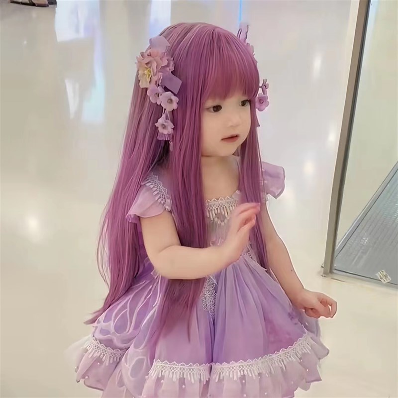 儿童假发cos巴啦啦小魔仙动漫二次元长直发可爱甜美齐刘海全头套