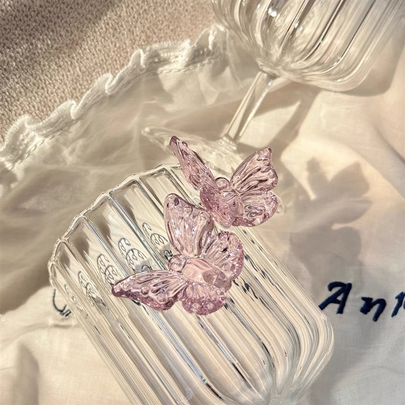 蝴蝶高脚酒杯香槟酒杯鸡尾酒杯红酒杯家用喝水杯高硼硅玻璃杯子