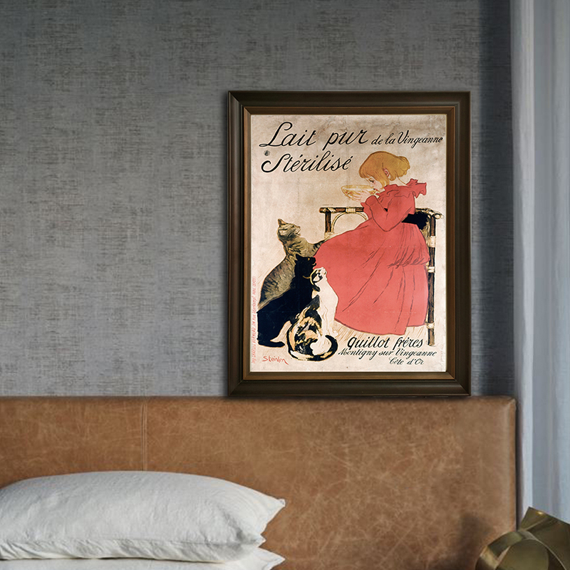 可可的画廊中古海报法式复古人物女孩猫咪动物装饰画客厅卧室挂画图片