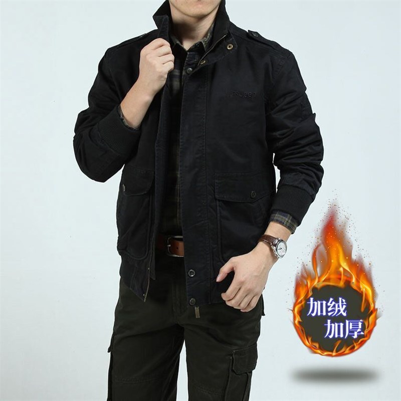 见展车休闲夹克男士春秋款大码夹克衫纯棉外套男水洗棉短款夹克